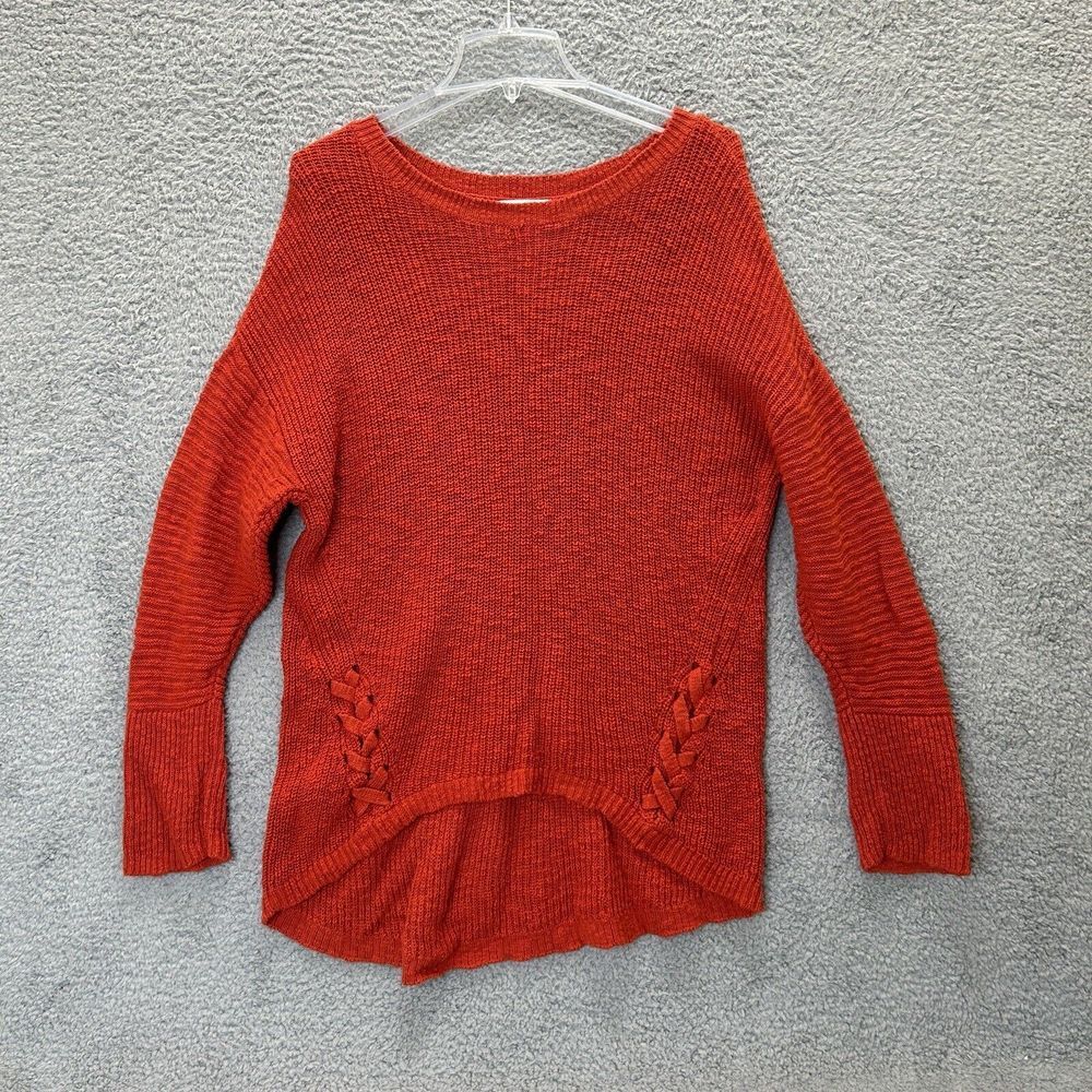 Christopher & Banks Sweater Womens Size Large Orange Knit Pullover Long Sleeve‎